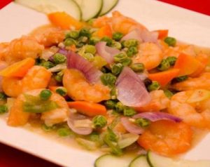 Shrimp with Green Peas